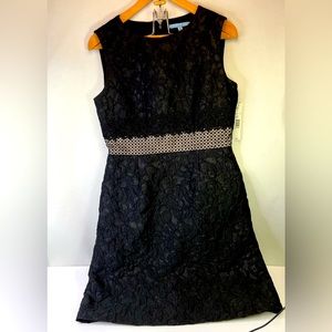 NWT Antonio Melani Edna Black Lace Sleeveless A-line Zip Back $169 Dress Size-8